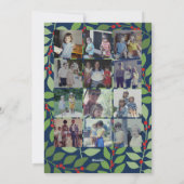 12 Fotocollage - Merry Script - Navy Botanical Feestdagenkaart (Achterkant)