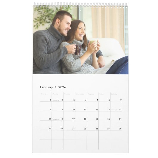 12 Fotocollage met aangepaste naam en bericht Kalender (Feb 2026)