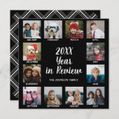 12 Fotocollage met Jaar in Review Feestdagenkaart (Voorkant / Achterkant)