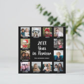 12 Fotocollage met Jaar in Review Feestdagenkaart (Staand voorkant)