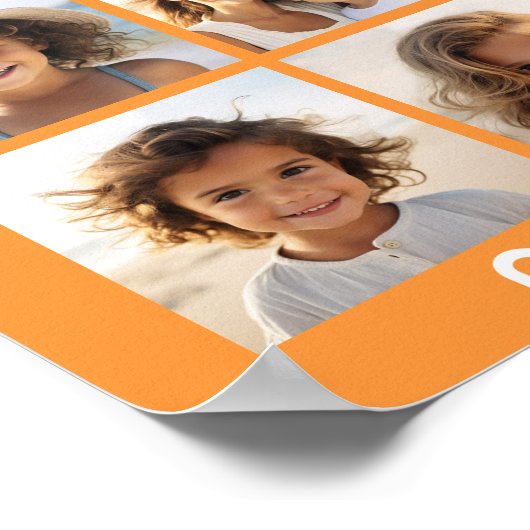 12 Fotocollage met Oranje achtergrond Poster (Hoek)