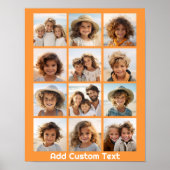 12 Fotocollage met Oranje achtergrond Poster (Voorkant)