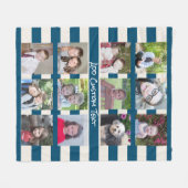 12 Fotocollage met preppy Blue Ivory Stripes Fleece Deken (Voorkant (Horizontaal))