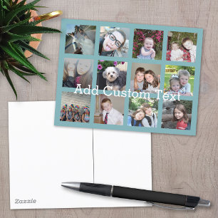 12 Fotocollage met zachte blauwe achtergrond Briefkaart