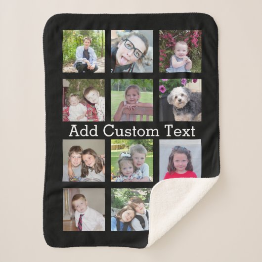12 Fotocollage met zwarte achtergrond Sherpa Deken (Voorkant)