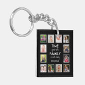 12 Fotocollage-tijd met familiekwart zwart Sleutelhanger (Voorkant Links)