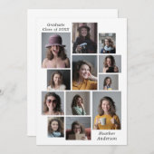 12 Fotocollage Voeg elke naam & jaar Afstuderen to Aankondiging (Voorkant / Achterkant)