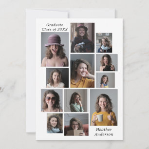 12 Fotocollage Voeg elke naam & jaar Afstuderen to Aankondiging