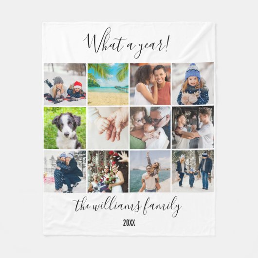 12 Fotocollage wat per jaar Fleece Deken (Voorkant)