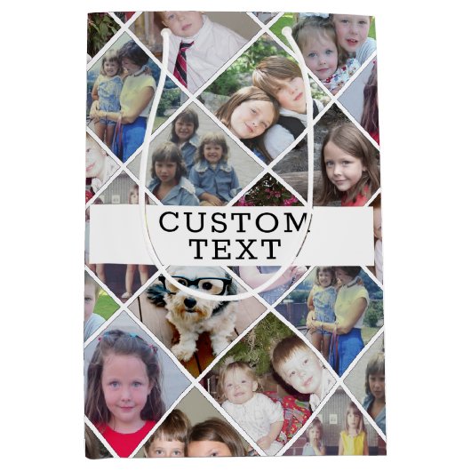 12 Fotodiamantpatroon met aangepaste tekst Medium Cadeauzakje (Voorkant)