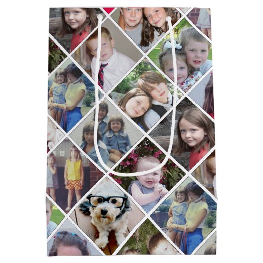 12 Fotodiamantpatroon met aangepaste tekst Medium Cadeauzakje (Achterkant)