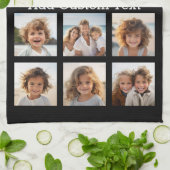 12 Fotoinstagram collage met zwarte achtergrond Theedoek (Gevouwen)