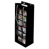 12 Fotoinstagram collage met zwarte achtergrond Wijn Cadeautas (Voorkant Gekanteld)