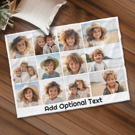 12 Fotoraster Collage - Wit - Mod Type Zwart Fleece Deken