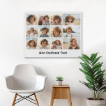 12 Fotoraster Collage - Wit - Mod Type Zwart Imitatie Canvas Print<br><div class="desc">Een eenvoudig fotorooster met 3 rijen en 4 kolommen foto's. 9 Foto's zijn vierkant, en de overige 3 foto's zijn horizontaal / landschap. Het ontwerp is modern en minimaal en bevat een eenvoudig, retro-ogend lettertype om tekst aan de onderkant toe te voegen. Maak gepersonaliseerde vakantie muur kunst of maak een...</div>