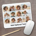 12 Fotoraster Collage - Wit - Mod Type Zwart Muismat<br><div class="desc">Een eenvoudig fotorooster met 3 rijen en 4 kolommen foto's. 9 Foto's zijn vierkant, en de overige 3 foto's zijn horizontaal / landschap. Het ontwerp is modern en minimaal en bevat een eenvoudig, retro-ogend lettertype om tekst aan de onderkant toe te voegen. Maak gepersonaliseerde computer desk accessoires of een cadeau...</div>