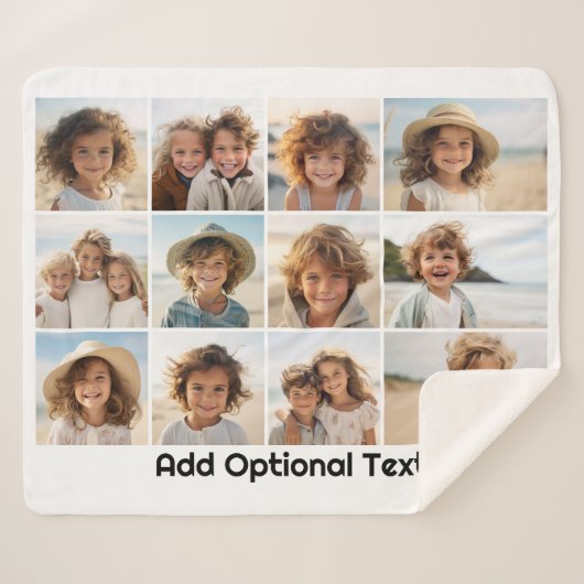 12 Fotoraster Collage - Wit - Mod Type Zwart Sherpa Deken (Voorkant (horizontaal))