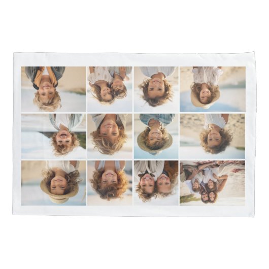 12 Fotoraster Collage - witte achtergrond Kussensloop (Achterkant)