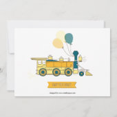 12 Foto's Birthday Train Blue- Birthday Invitation Kaart (Achterkant)