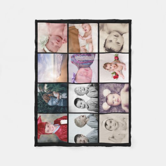 12 foto's collage gepersonaliseerd fleece deken (Voorkant)