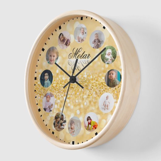 12 Foto's collage Persoonlijke naam Golden stijl (Hoek)