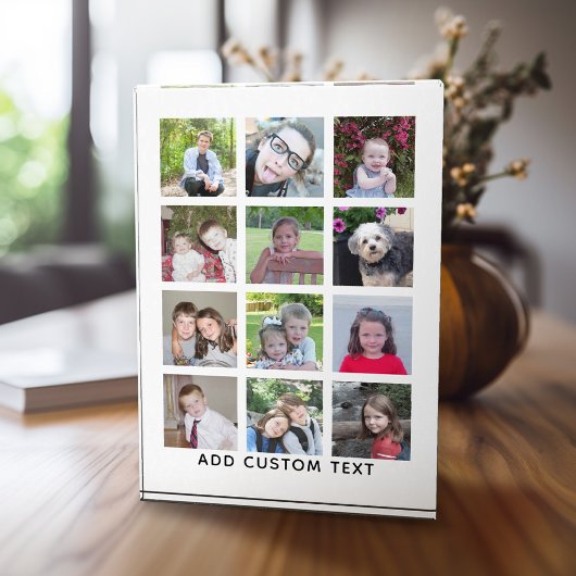 12 foto's - moderne collage - wit met tekst
