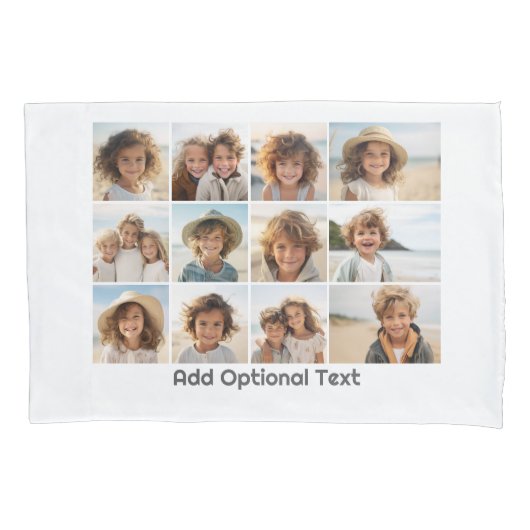 12 foto's op wit - Modern, minimaal met tekst Kussensloop (Voorkant)