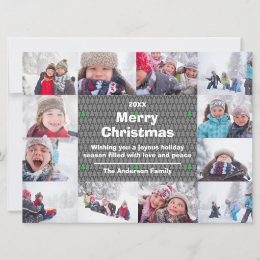 12 Foto's Prettig Kerstmis Collage-6x8 Kerstkaart (Voorkant)