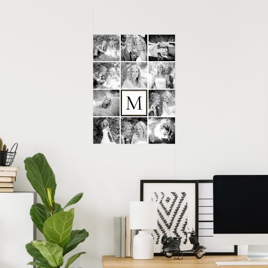 12-foto's samenvoegen en monogram poster (Thuiskantoor)