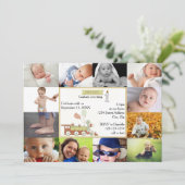 12 foto's Verjaardagstrein rood - Verjaardagsuitno Kaart (Staand voorkant)