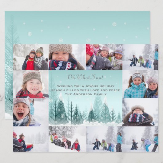 12 Foto's Winterlandschap Collage - 6x8 Kerstmis Feestdagenkaart (Voorkant / Achterkant)