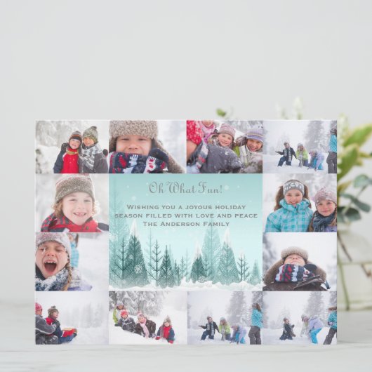 12 Foto's Winterlandschap Collage - 6x8 Kerstmis Feestdagenkaart (Staand voorkant)