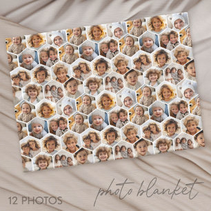 12 Fotosamenstelling - funky zeshoek honingraatpat Fleece Deken