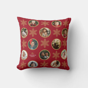 12 Fotoserie Snowflake Red Vintage Kerstmis Kussen