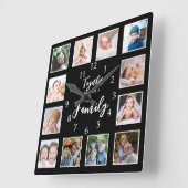 12 Fotosjabloon Samen Maak Familie Quote Zwart Vierkante Klok (Hoek)