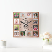 12 Fototijd doorgebracht met Family Quote Copper Vierkante Klok (Huis)