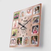 12 Fototijd doorgebracht met Family Quote Copper Vierkante Klok (Hoek)