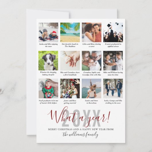 12 Fotoverzamelingsonderschriften — een jaar lang  Feestdagenkaart (Voorkant)