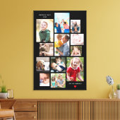 12 Geheugencollage van de fotoserie met hart op zw Canvas Afdruk (Insitu (Woonkamer))