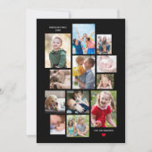 12 Geheugencollage van de fotoserie met hart op zw Feestdagenkaart (Voorkant)