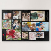 12 Geheugencollage van de fotoserie met hart op zw Legpuzzel (Horizontaal)