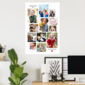 12 Geheugencollage van de fotoserie met hart Poster (Thuiskantoor)