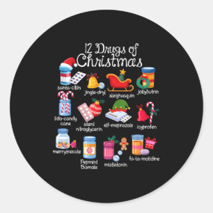 12 geneesmiddelen van Kerstmis Apotheker Technicus Ronde Sticker