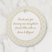 12 GOLD FOIL Katholiek Kruis Dank u QUINCEANERA Bedankjes Labels (Achterkant)