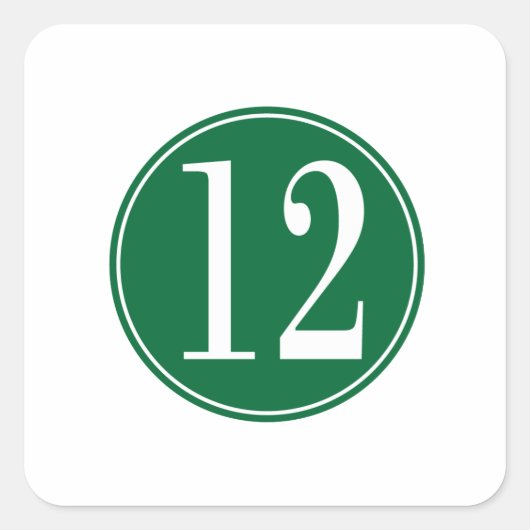 #12 Groene cirkel Vierkante Sticker (Voorkant)
