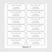 12 Guest Names Clear Address Labels (Vel)