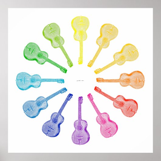 12 Guitars Colour Wheel Poster (Voorkant)