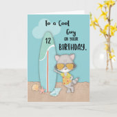 12 Guy Birthday Beach Funny Cool Raccoon Kaart (Gele Bloem)