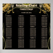 12 Halloween Wedding Tables Black & Gold Skulls Poster (Voorkant)