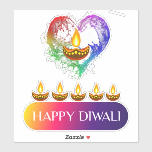 #12.Happy Diwali het festival van de lichten in In Sticker (Vel)
